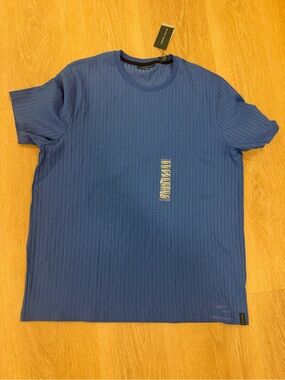Perry Ellis Navy Ribbed Short Sleeve Crew Tee
